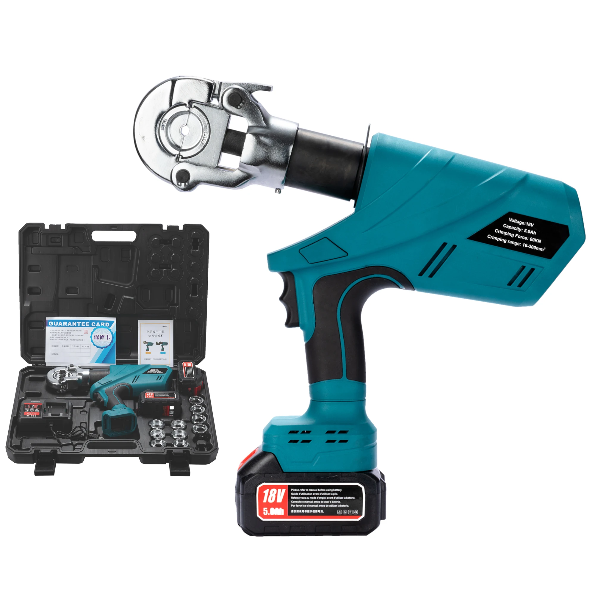 

EB-300 Rechargeable Battery Crimping Plier Hydraulic Pressing Tools for 10-300mm² Terminal Cable Lugs Power Tools