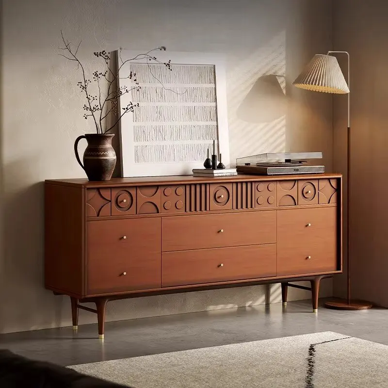 

living room boxwood seven chest retro solid wood carving flower bedroom bedside storage