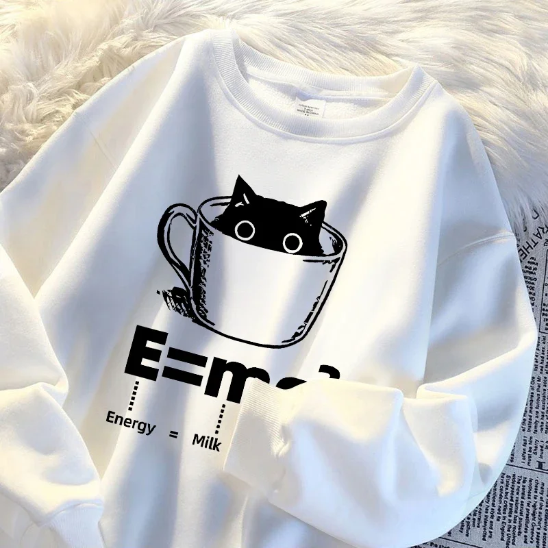 Chemical formula of cat coffee man sweatshirt Harajuku casual pullover fashion loose sudadera autumn warm vintage fleece tops