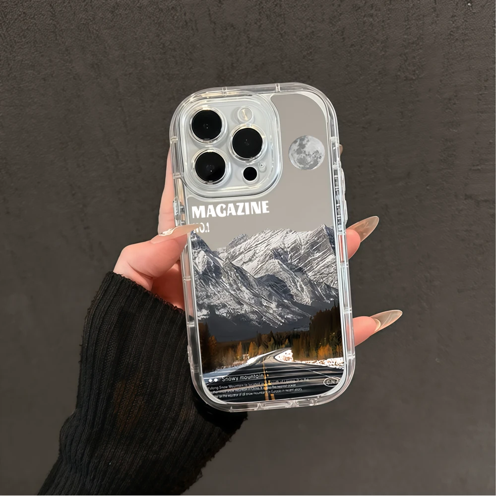 Modische Schneeberg-Gletscher-Spiegel-Handyhülle für iPhone 17 15 14 16 Pro Max 13 12 11 Pro XR XS 8 Plus 17Air Stoßfeste Hülle – Detail 12