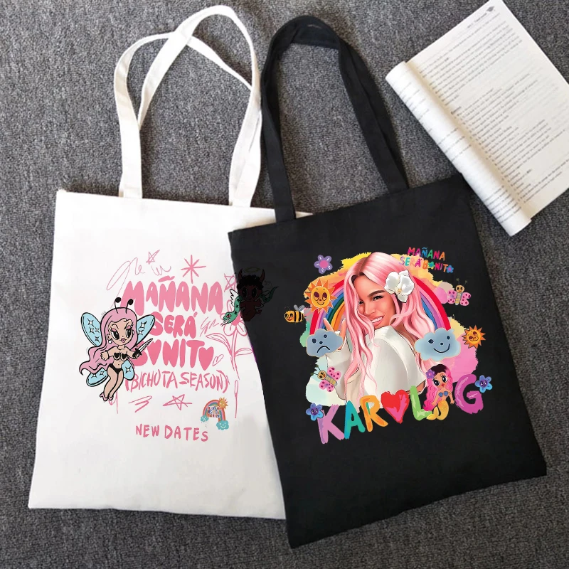 

Fashion Karol G Eco Canvas Shopper Bag Manga Tote Harajuku Women Shoulder Bag Bichota Manana Sera Bonito Shopping Bag