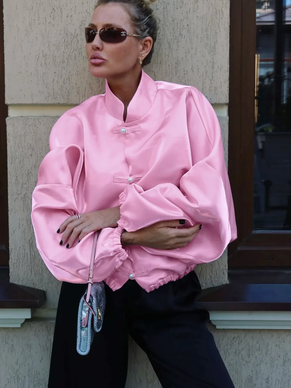 New Chinese Style Buckle Stand Collar Jacket Autumn and Winter Women Light Luxury Solid Loose Soft Office Travel Leisure Jacket