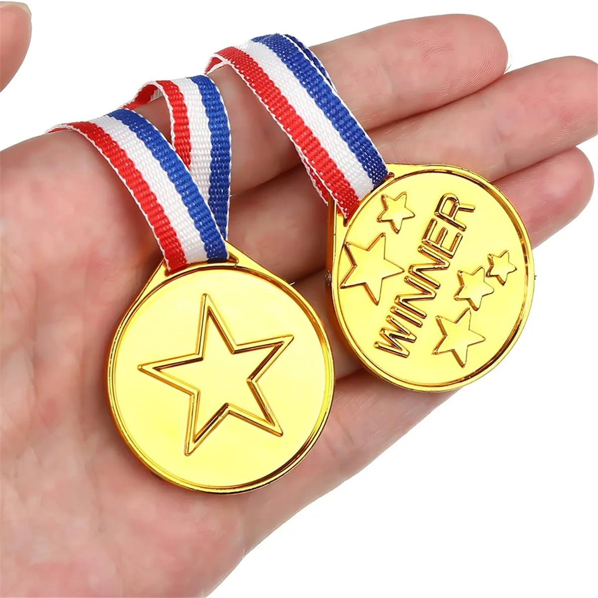 30 Pack Gold Plastic Winner Medals Award Medals for Kids - Perfect for Sports, Competition and Party FavorsN03R