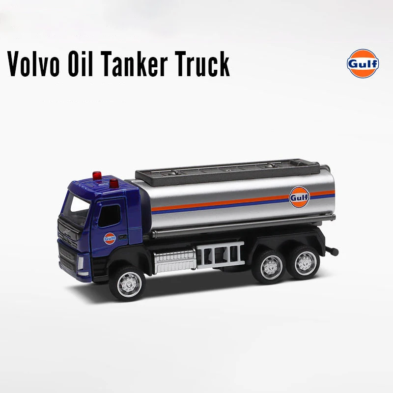 1:72 VOLVO Container Truck Oil Tanker Shell Truck Alloy Trailer Gulf Oil Car Model Children\'s Pull Back Car Model Truck Boy Toy