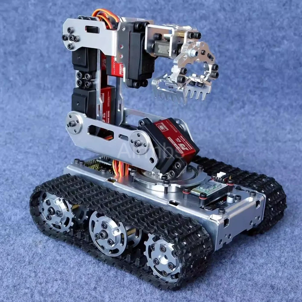 金属製モバイルタンクシャーシ、ロボットアームクロー付きロボットカー、Arduino、20KGデジタルサーボモーター、DIYメーカー競技