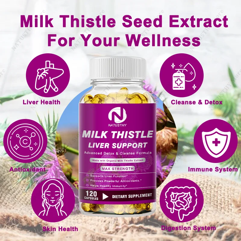 Organic Milk Thistle Capsules - 30x Concentrated Seed Extract - Liver Detox And Cleanse - Liver Function And Overall Health