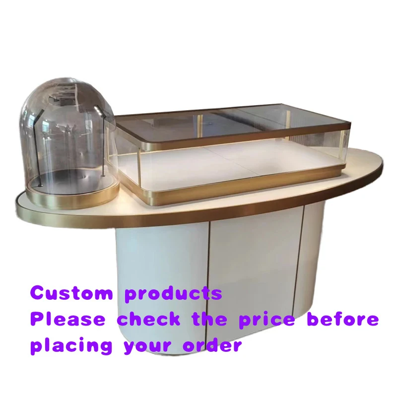 custom.Shopping Mall Jewelry Necklace Round Display Showcase Customized Jewellery Furniture Jewelry Glass Display Counter