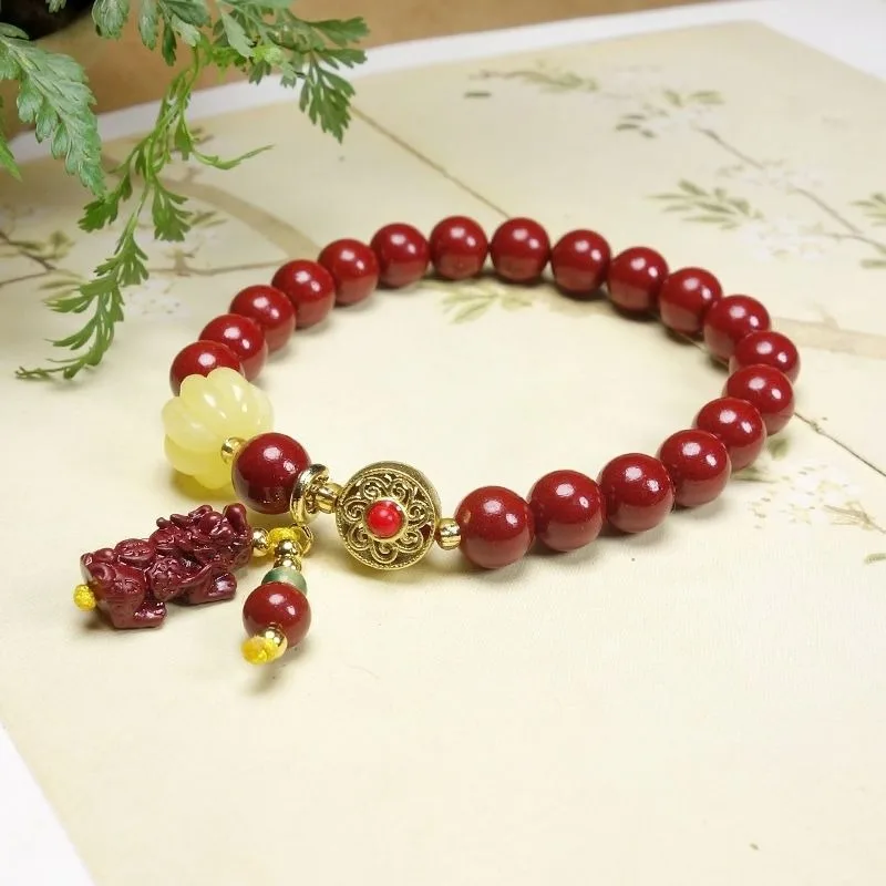 Cinnabar Purple Gold Bracelet Pumpkin Pixiu Benmei Year Transfer Bracelet Gift Chinese Style