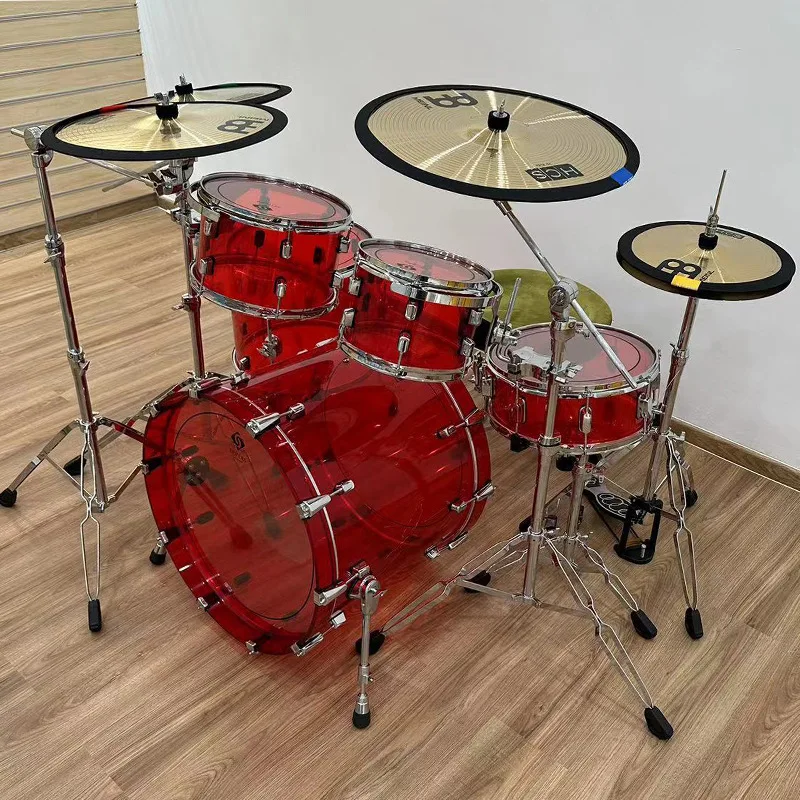 

Hooqu Acrylic Drum Kit Jazz Drum Rhythm Instrument Teaching and Performance Percussion Instrument Five Drums