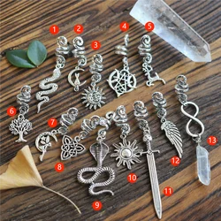 Spiral Braid Viking Snake Sword Hair Beads Original Crystal Headgear Retro Wicca Hair Accessories Jewelry Accessories Gift