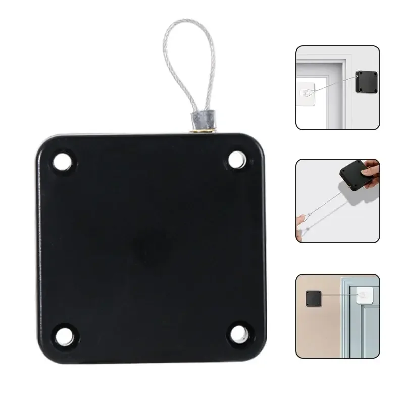 No Punching Automatic Door Closer Pull Cord DoorClosers Adjustable Surface Door Stop Bracket Type Automatic Door Closer