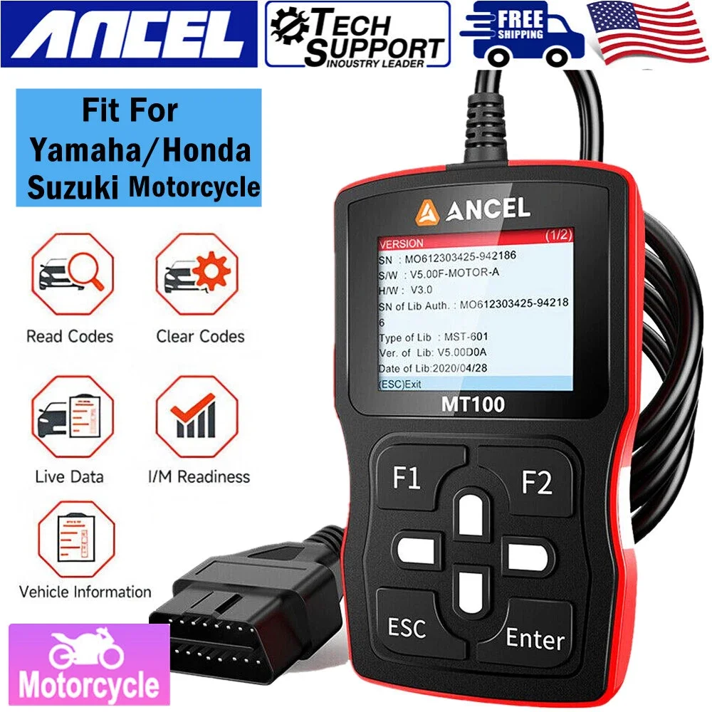 

OBD2 Diagnostic Tool OBD2 Scanner ANCEL MT100 for Motorcycle Full System Scan Code Reader Engine System ABS System for YAMAHA