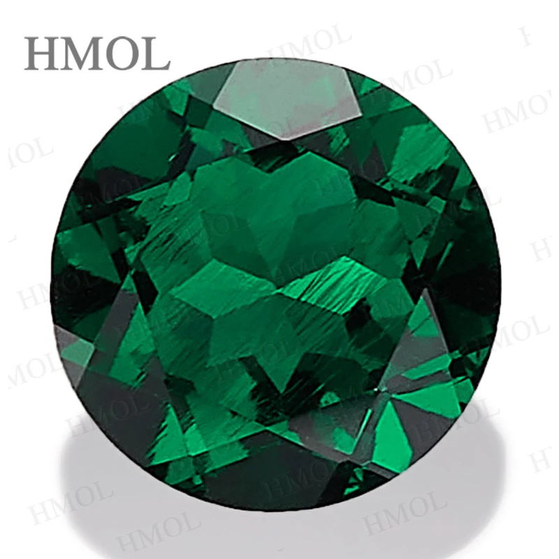Lab Grown Zambian Emerald Round Cut Green Color Hydrothermal Hand Cut With Cracks Inclusions Inside Selectable AGL Certificate