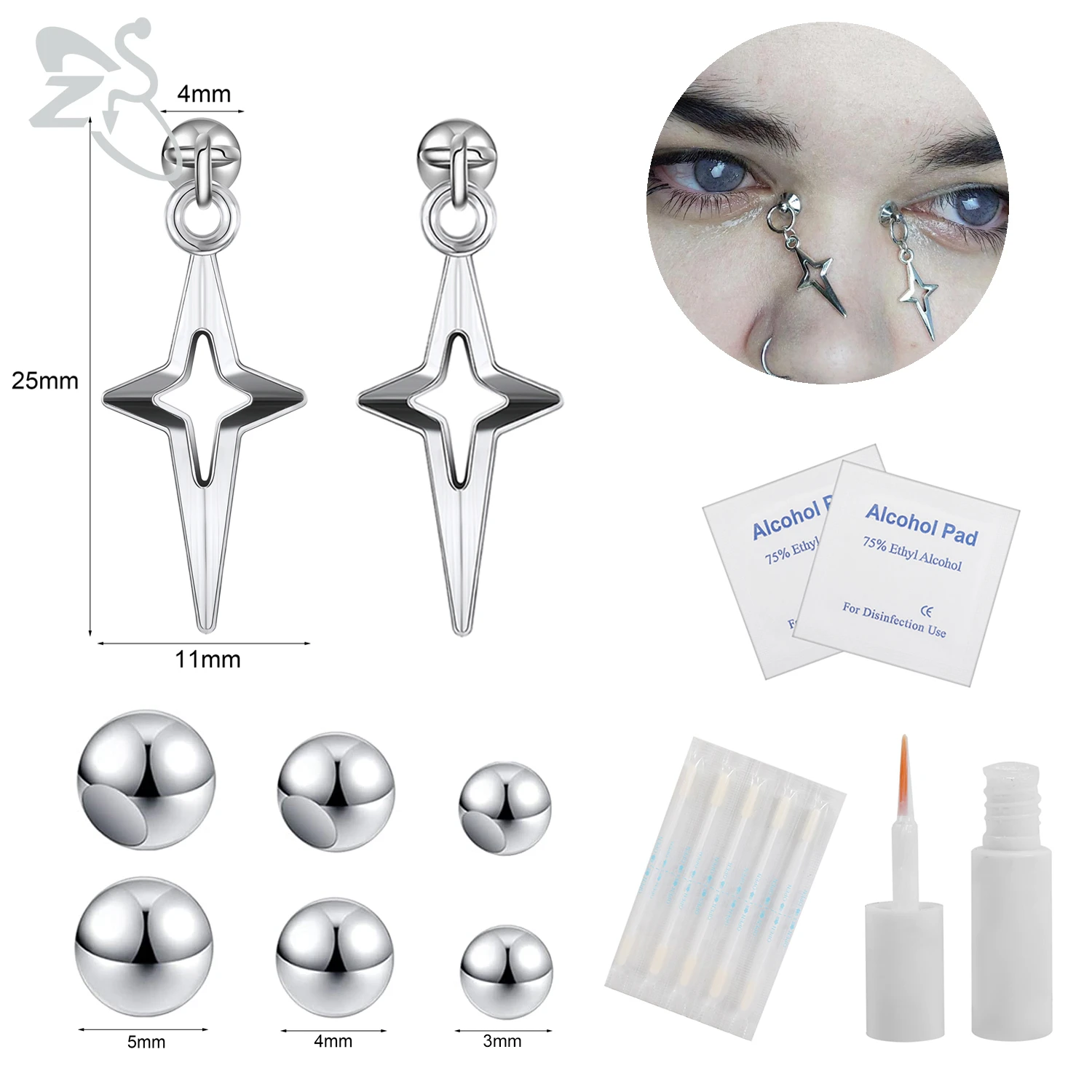 Fake Eyebrow Ring Set for Non-Piercing Body Jewelry