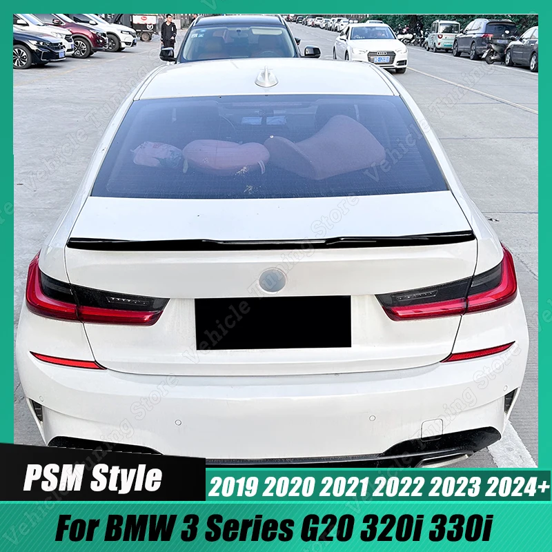 

Car Rear Spoilers Wing PSM Style For BMW 3 Series G20 320i 330i 2019-2024+ Gloss Black Trunk Tail Tailgate Splitter Lip Tuning