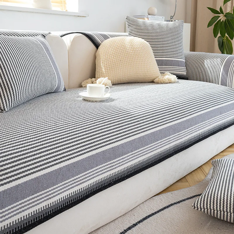 Embroidery Sofa Cover Soft Chenille Solid Color L Couch Cover Slipcover Living Room Modern Simple Universal Non-slip Sofa Towel