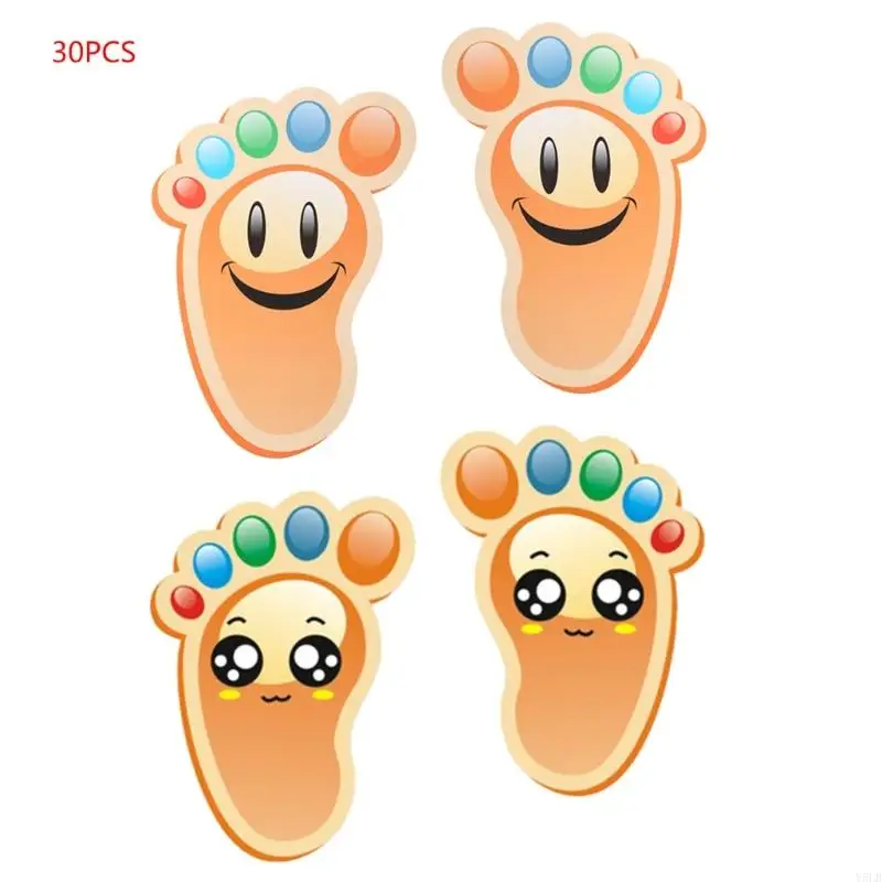 

Y5LB 15 Pairs Kids Floor Stickers Self-Adhesive Social Distance Footprint Decals for Children Nursery Bedroom Living Room