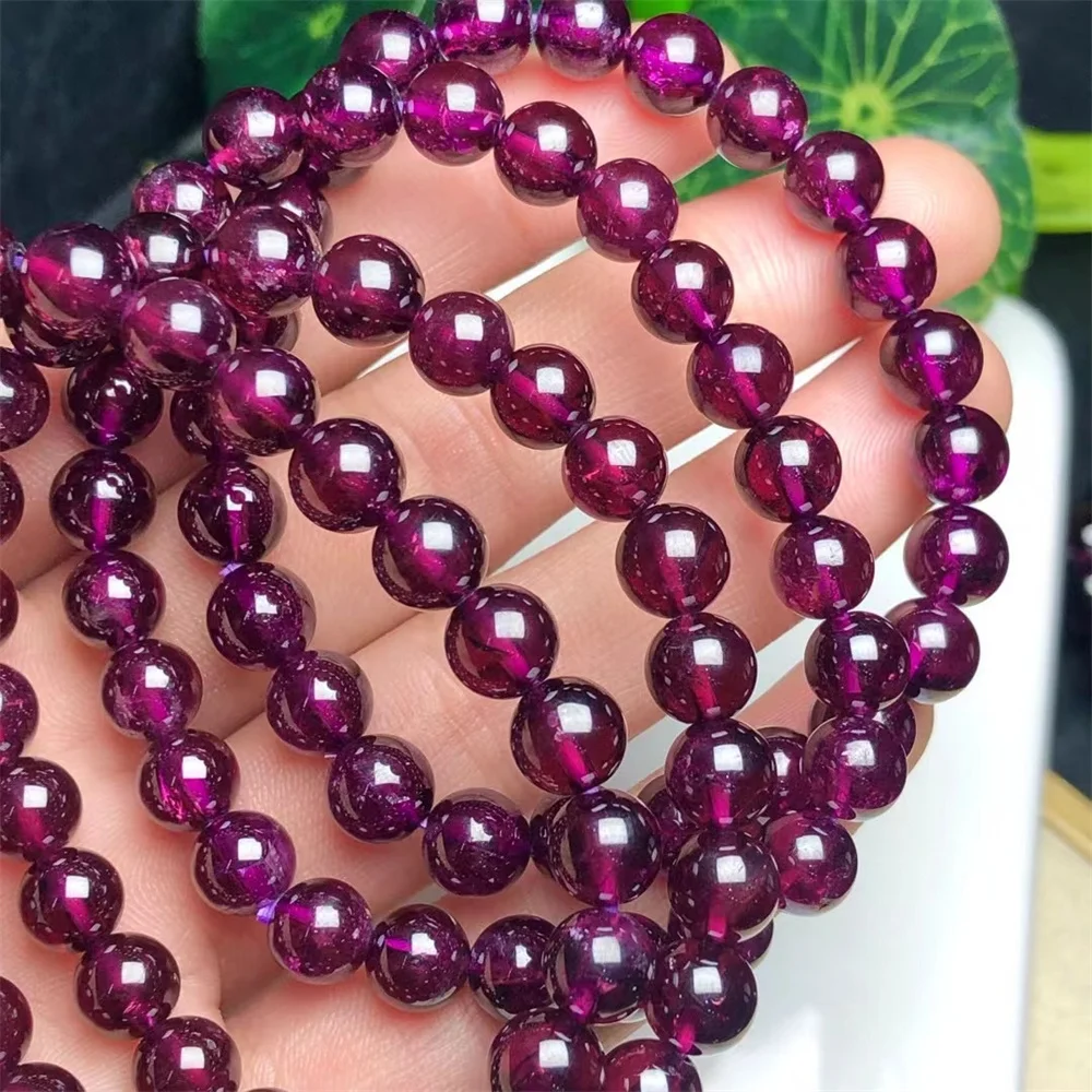 Natural Purple Garnet Bracelet Women Trendy Reiki Healing Elastic Yoga Energy Wristband Jewelry Gift 1pcs 7/8/10MM