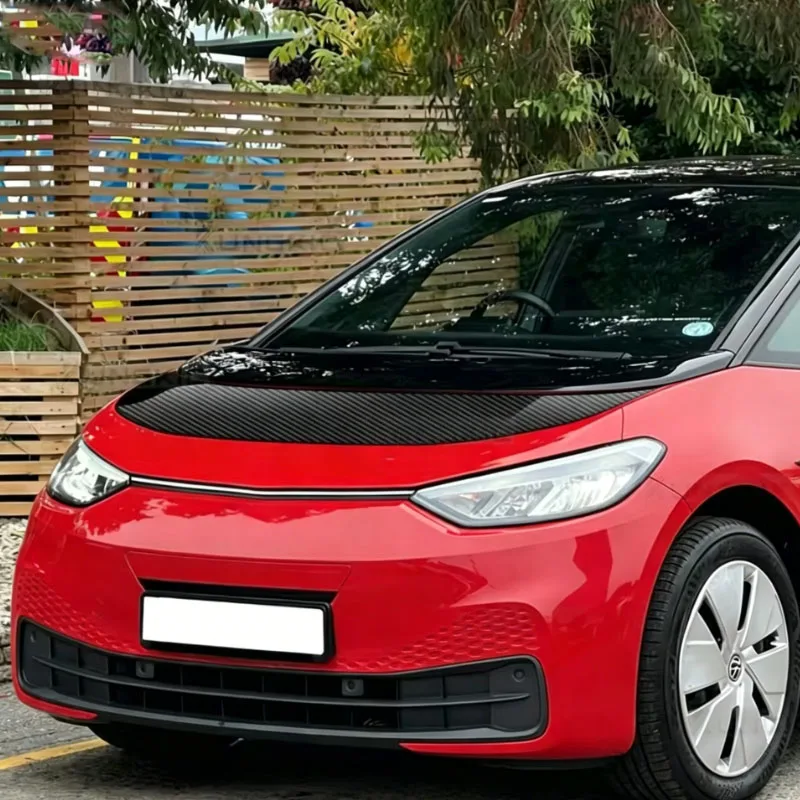 Car Engine Hood Bonnet Sticker for Volkswagen ID.3 VW 2020-2023 TPU Carbon Texture Protection Film Exterior Kit Anti-scratch