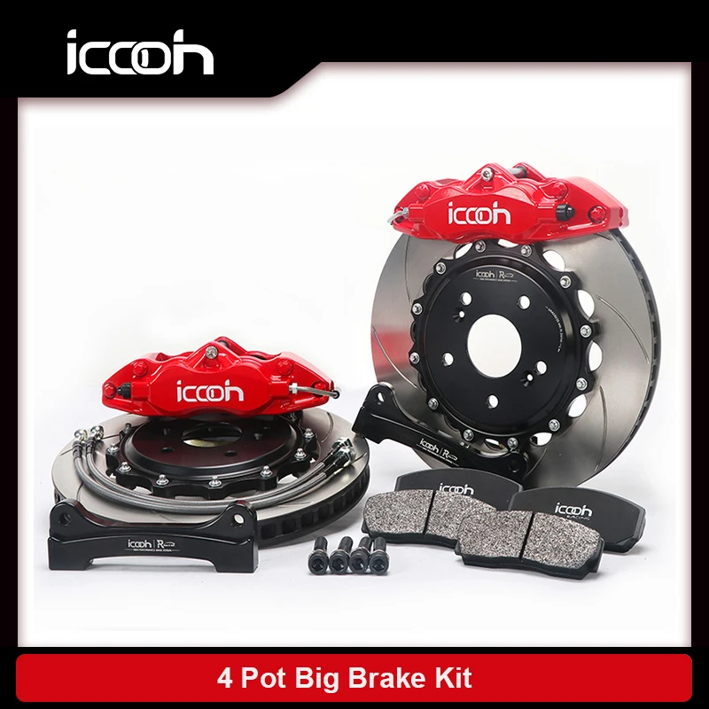 

ICOOH Big Brake Kit with 4 Pot Front Brake Caliper Cover Disc Rotor with Brake Pads for Hyundai Azera GN7, Accept Customization