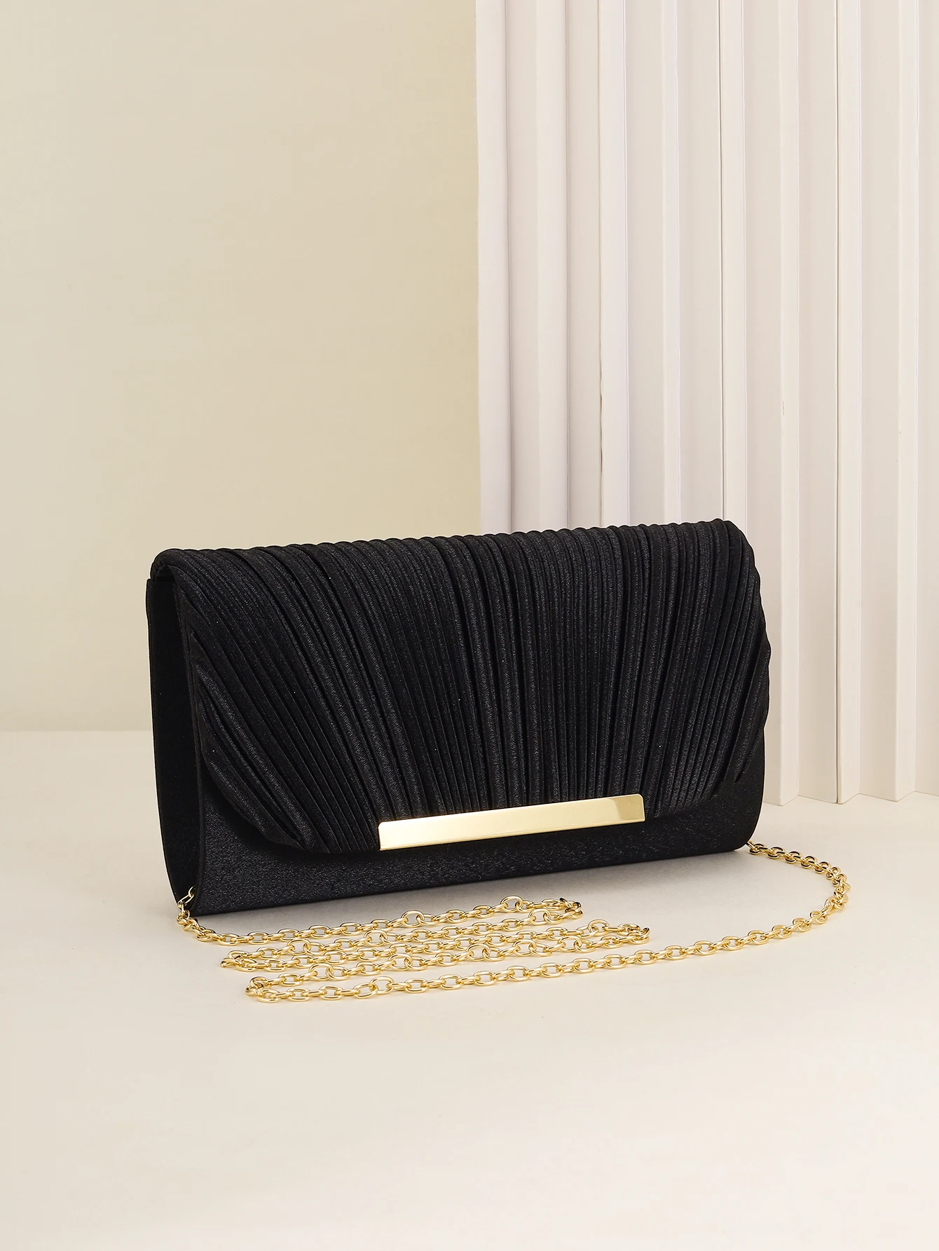 Damen-Abendtasche, Neue Kleine Quadratische Tasche mit Kette, Plissee-Design, Geeignet für Partys, Hochzeiten, Bälle, Bankette – Detail 11