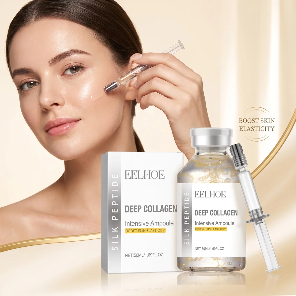 Collagen Silk Peptide Ampoule Essence Anti Aging Tighten Lift Skin Smooth Fine Lines Enhance Skin Elasticity Concentrated Care