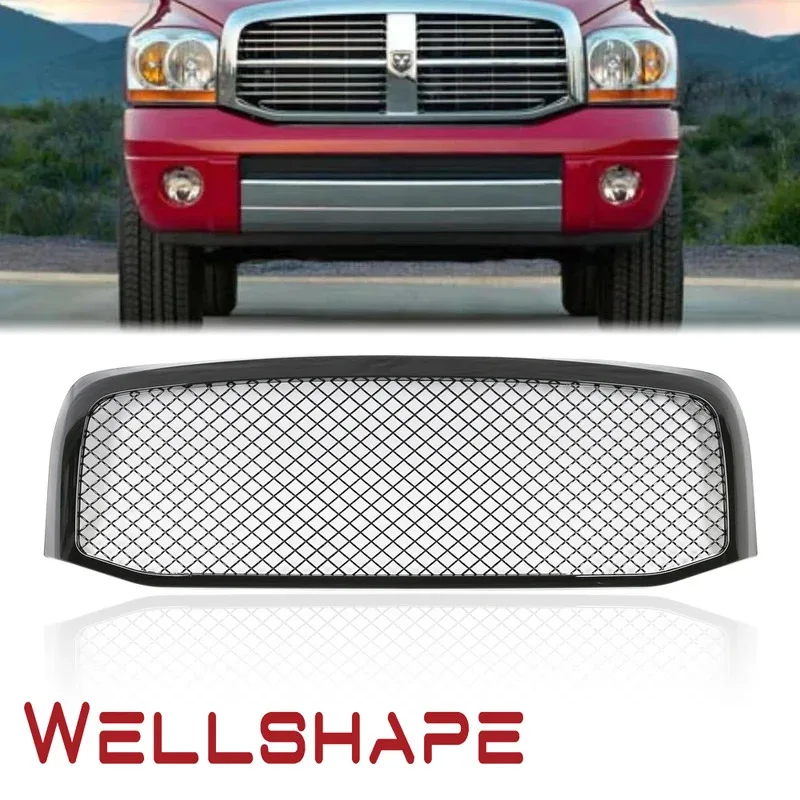 

Car Grille For 06 07 08 Dodge Ram 1500 2500 3500 Gloss Black Sport Mesh Front Grille Grill