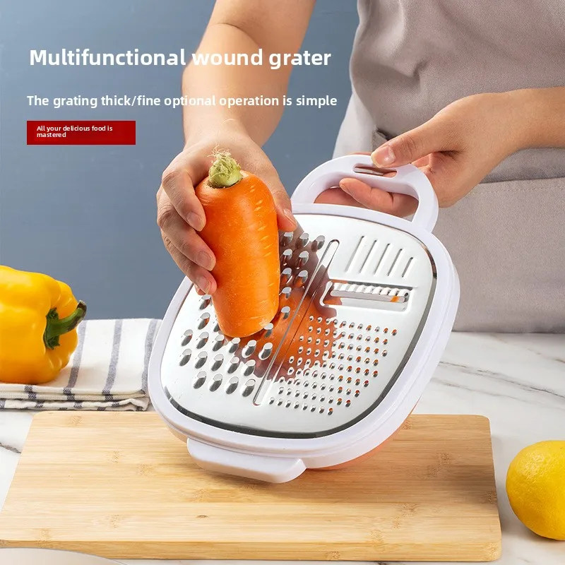 Nuevo tipo de trituradora, pelador de almacenamiento con caja, rallador multifuncional, herramienta de cocina de acero inoxidable