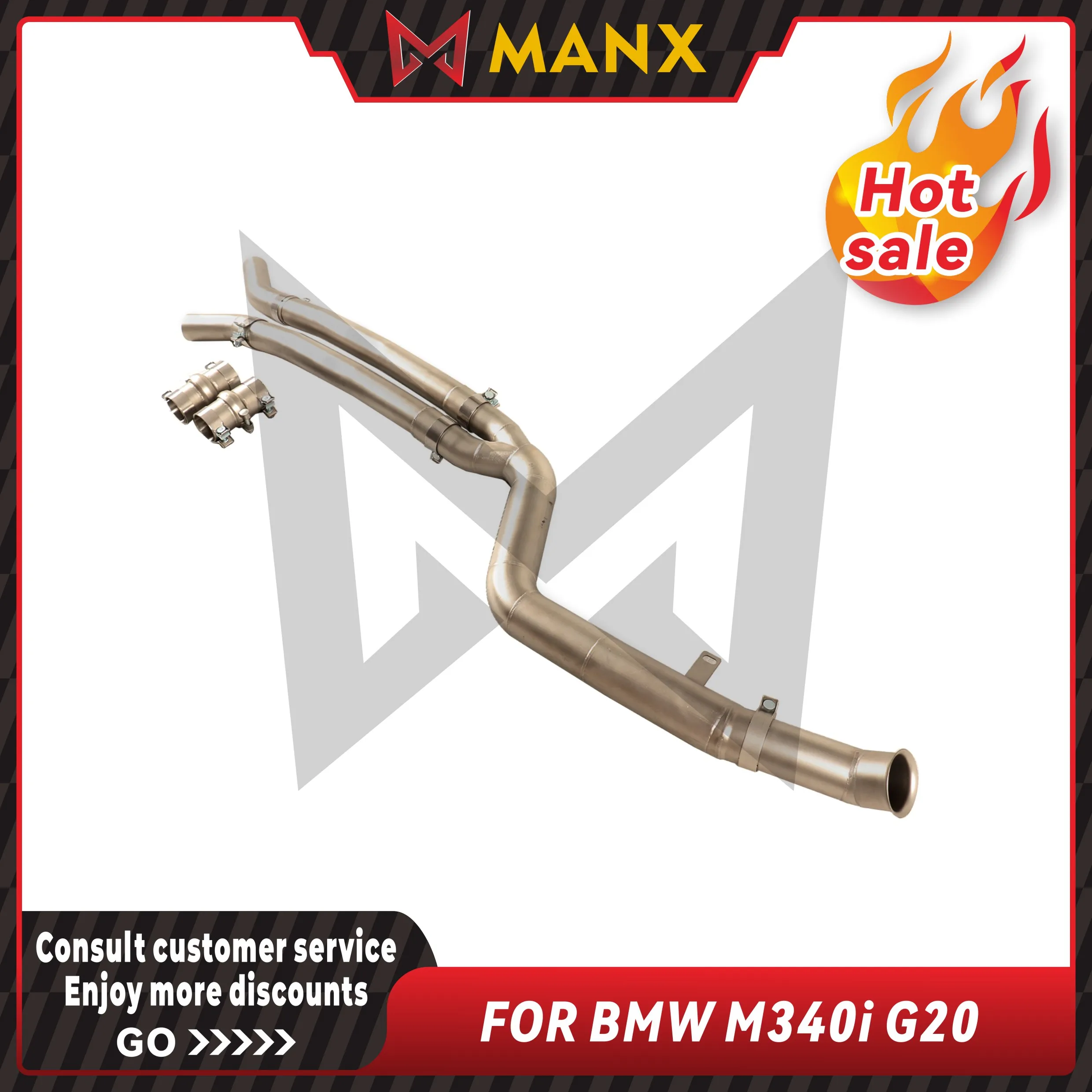 

Stainless Steel Mid Pipe for BMW M340i G20 Exhaust Pipe Increase Flow & Sound Direct Fit