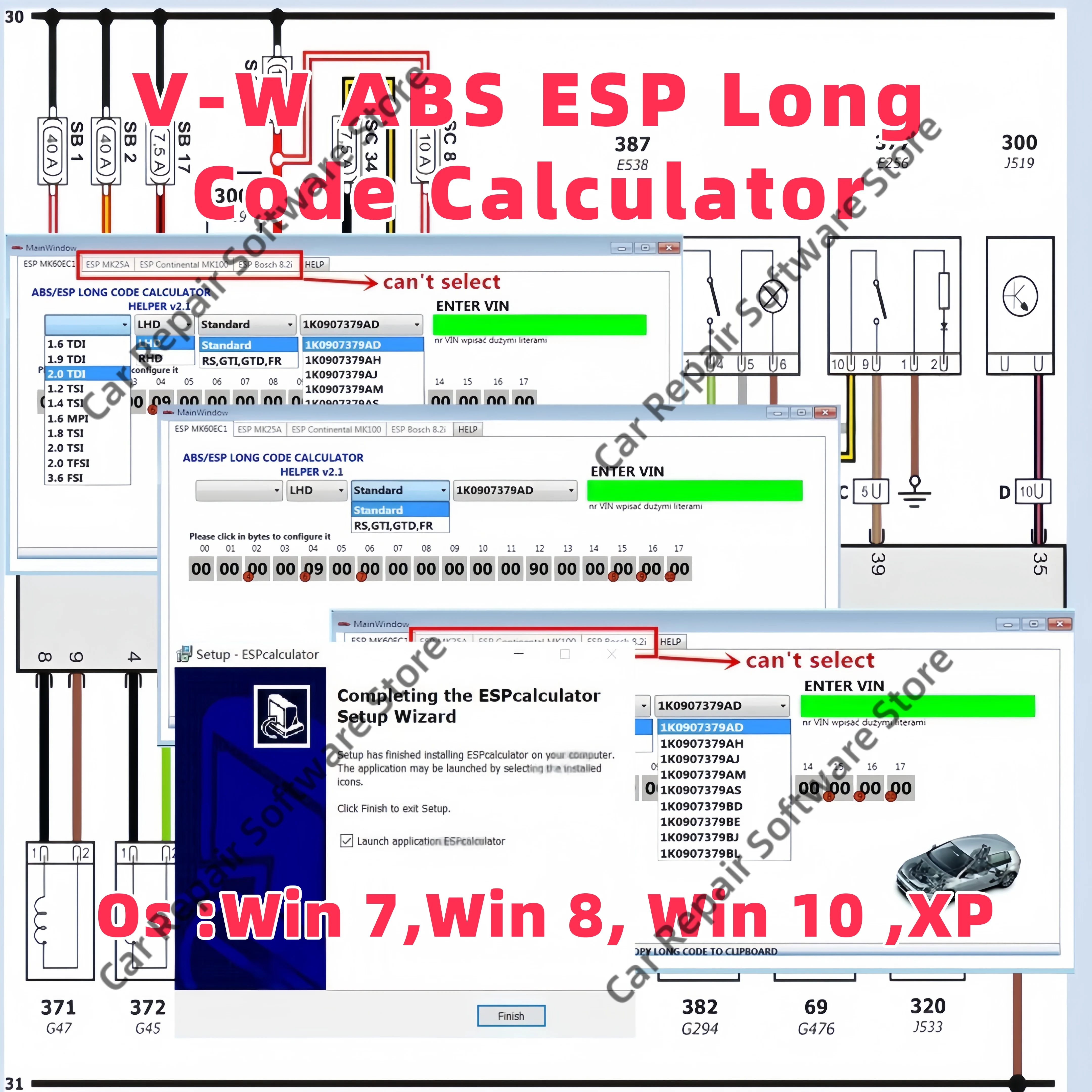

Новейший калькулятор с длинным кодом V/W ABS ESP, помощник MK60EC1 ABS ESP, программное обеспечение для калькулятора с длинным кодом + неограниченное включение + видео установки