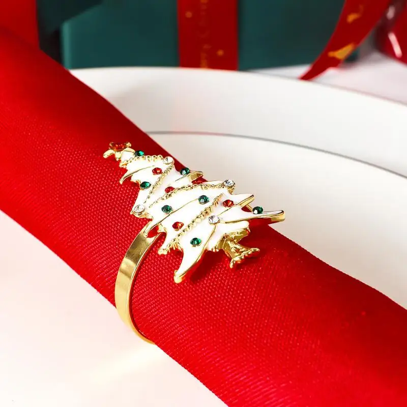 Christmas Tree Napkin Rings White 1Pcs Classic Style Table Decor for Holiday Gathering Wedding Birthday Party Decor