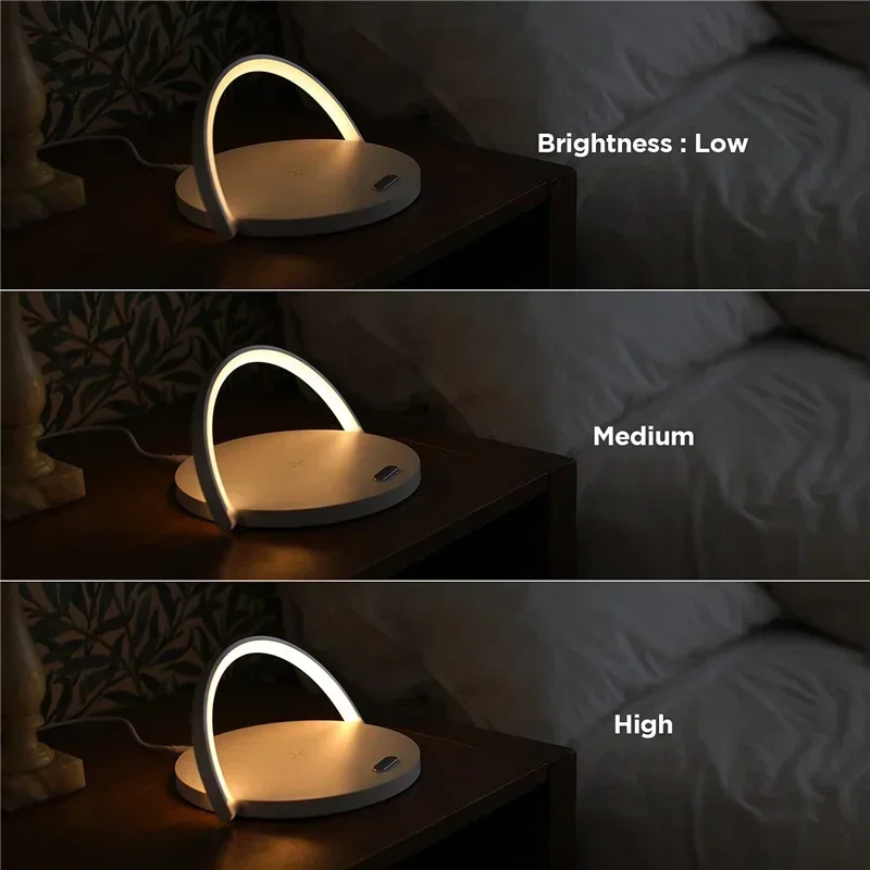 Wireless Charger Stand with LED Night Light Multifunction Phone Charging Holder Lamp for Bedroom Bedside Desktop Home Decoration