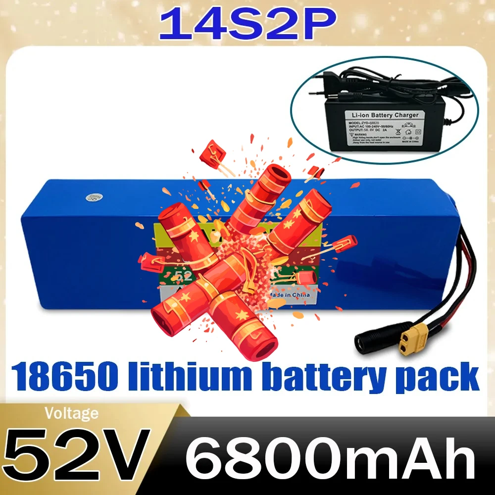 

14S2P 52V 6800mAh Rechargeable Battery Pack 18650 Li-ion , For Bicycles, Scooters, Motorcycles with Built-in BMS