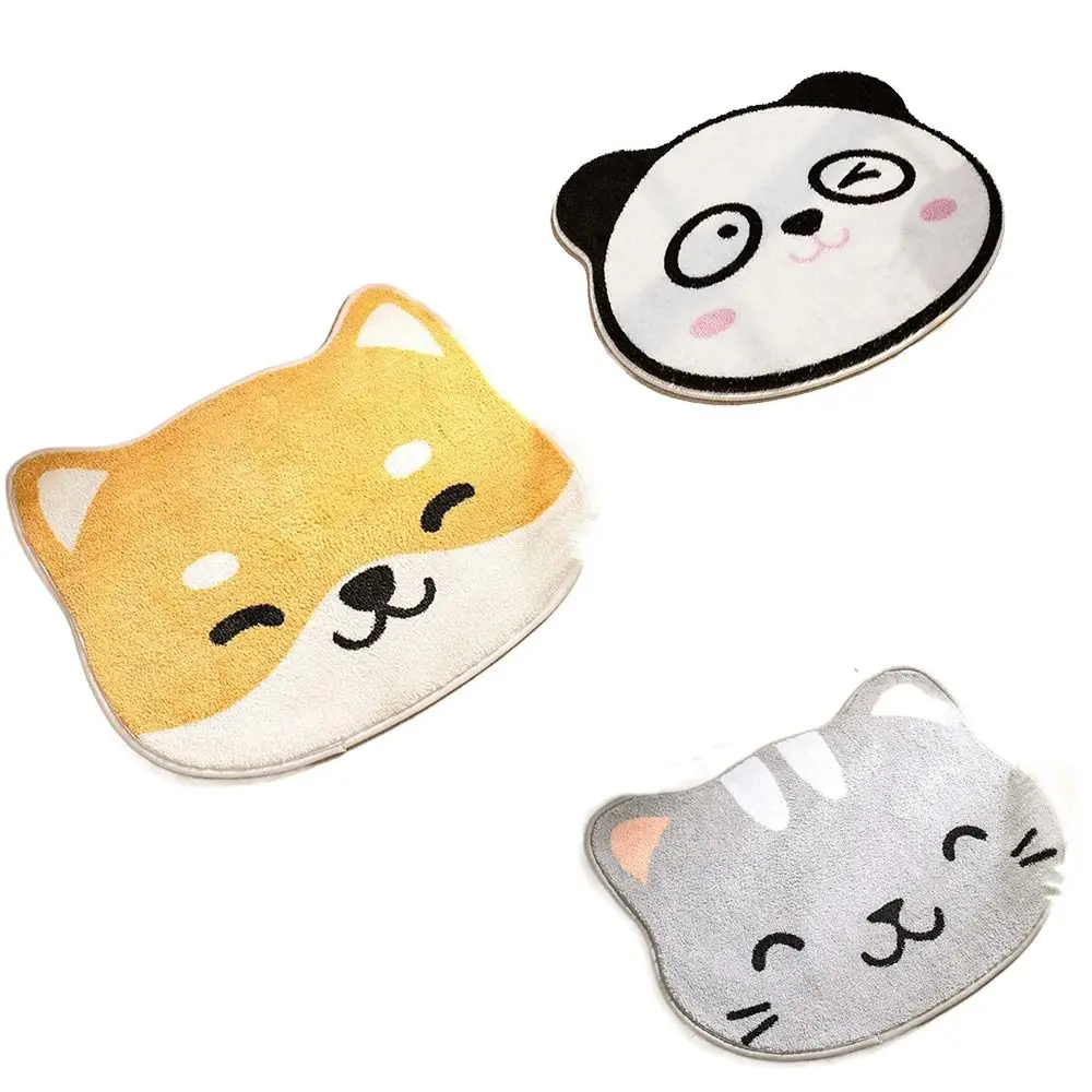 Imitation Cashmere Floor Pad Cute Animal Pattern Absorbent Entrance Carpet Soft Non-Slip Door Mat Bathroom