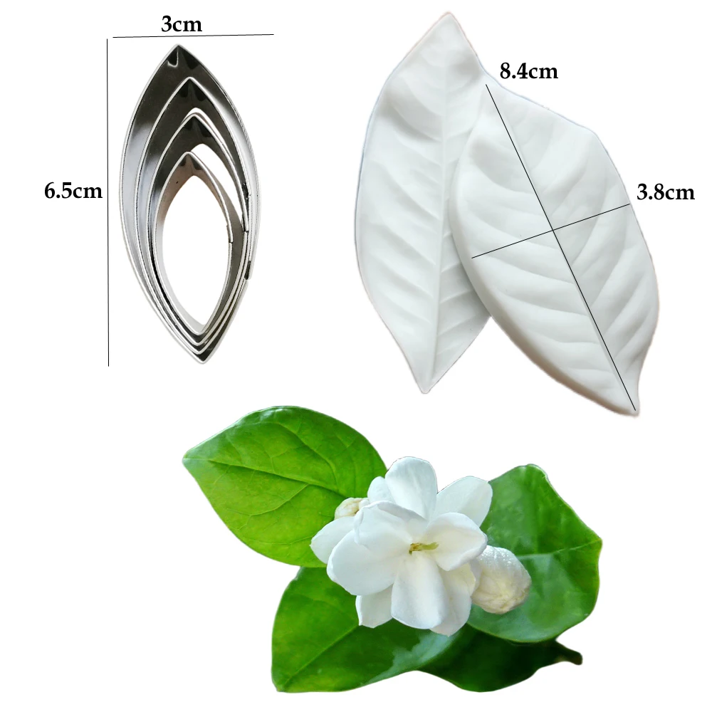 6PCS Loquat Leaves Flower Veiners &Cutters Moldes De Silicona Para Chocolate Fondant Cake Decorating Tool Sugar Silicon Mold