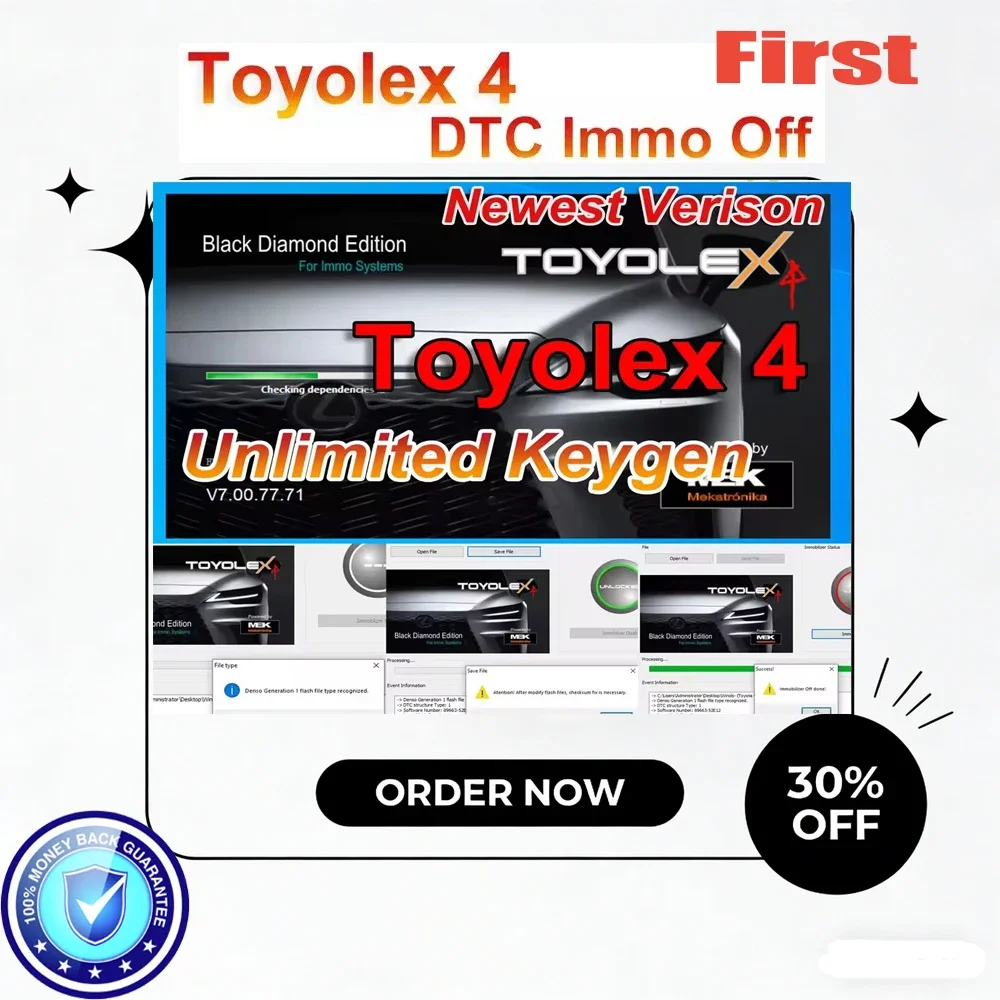 

Toyolex 4 & Toyolex 3 with Unlimited Keygen Denso Le-xus Car DTC Disable Software Tool PK for Mascheramento