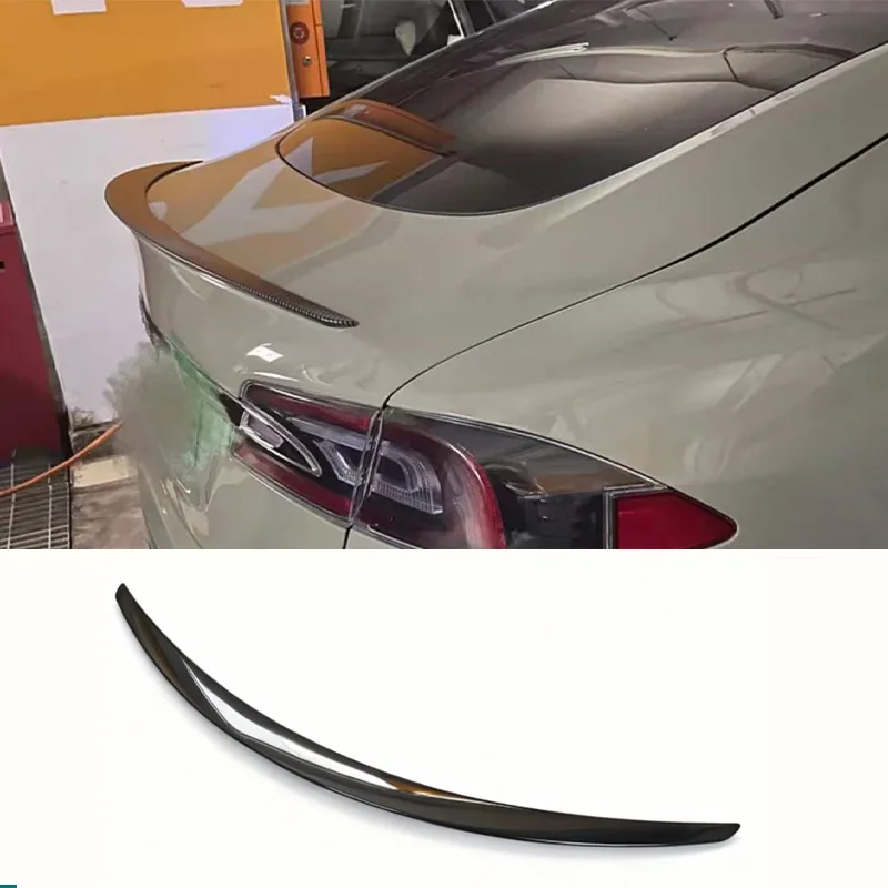 For TESLA Model S P-Style Painted Spoiler Drill-Free Custom Rear Wing Air Deflector Boost Performance Car Modification Accessory
