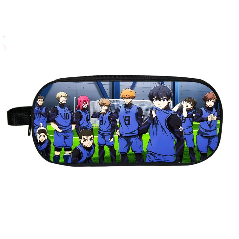 

Сумка-карандаш с синим замком в стиле аниме Nagi Seishiro, косметички, двойной слой, холст, пенал, принадлежности, канцелярская сумка, подарок