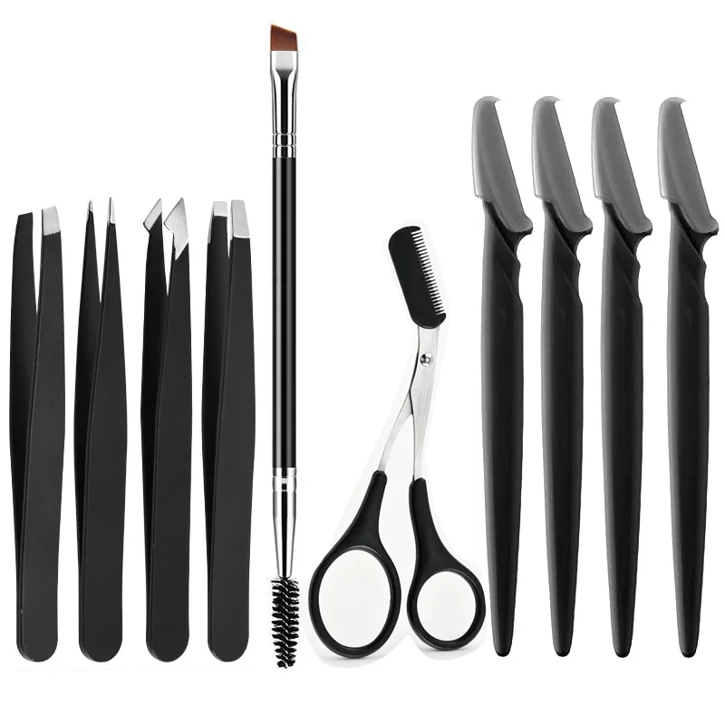 3/5/10Pcs Eyebrow Kit For Women Eyebrow Trimmer Razor Scissors Brushes Tweezers Grooming Tool Set