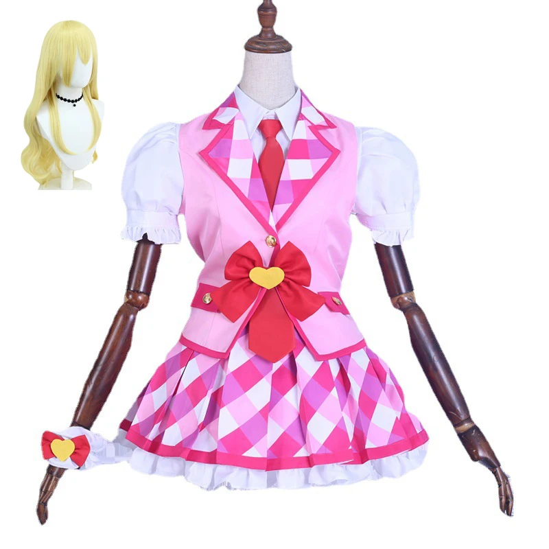 Aikatsu Hoshimiya Ichigo Cosplay Costume Wig Vest Skirt Shirt Anime TV Uniform Accessories Halloween Christmas Carnival Suit