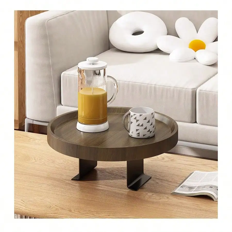Adjustable and Movable Sofa Armrest Table with Storage, Mini Tea Coffee Table Side Table Small Table Mesa Bed Side Table