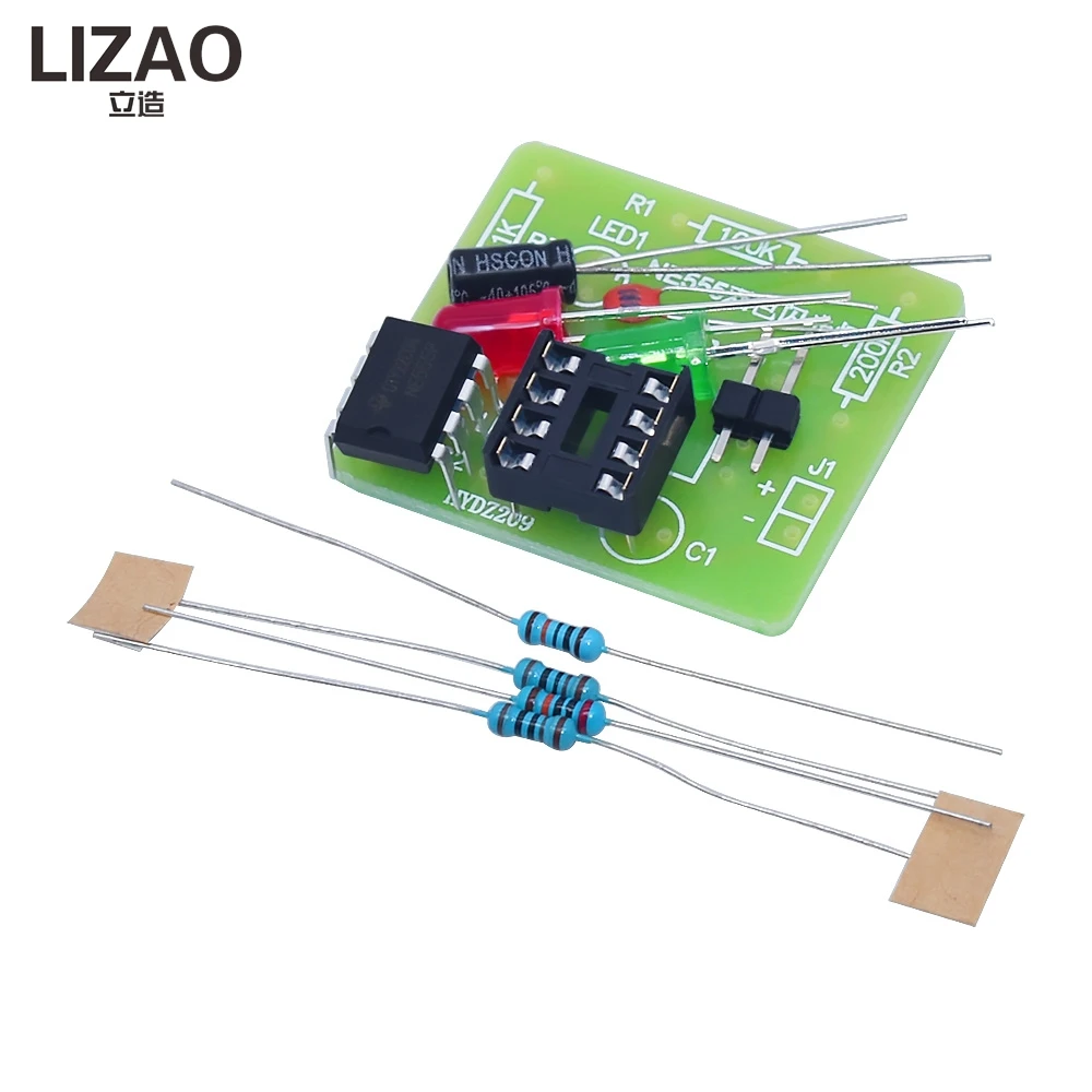 LIZAO NE555 Pulse Flash Light Electronic DIY Kit Solder Practice Training Set for Student Maker Learning