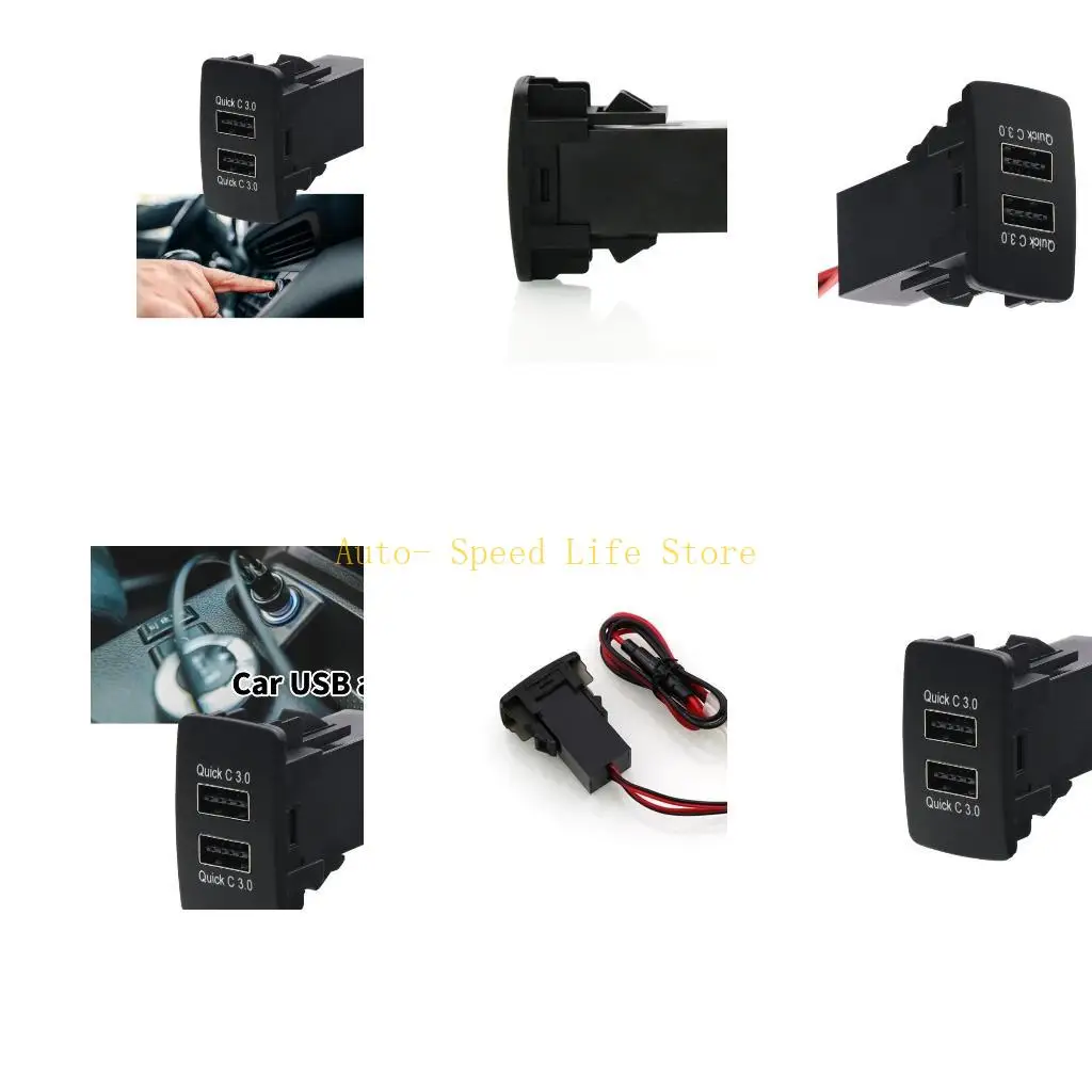 

02DA Эффективная QC3.0 Двойная USB -автомобильная зарядка Адаптер Easy Установка для автомобильных смартфонов планшеты