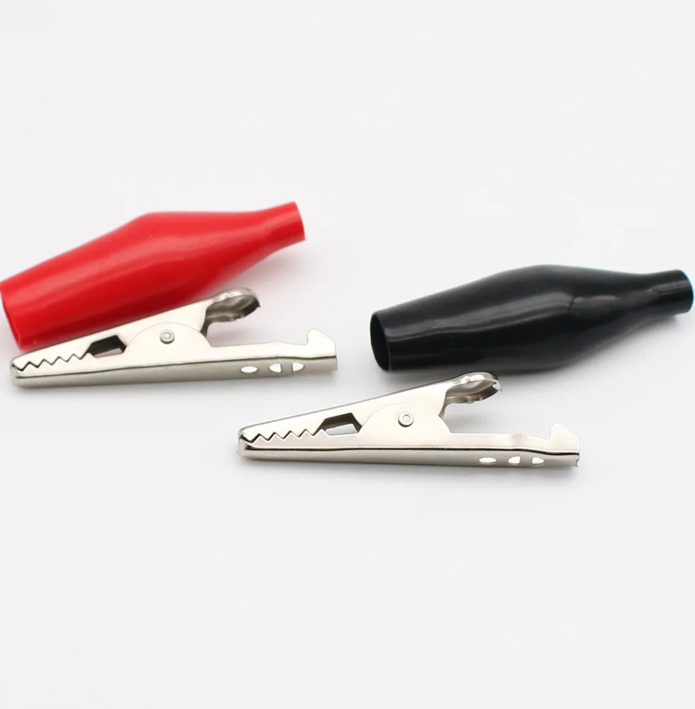 Pince crocodile en métal G98, pince électrique pour test de compteur de sonde, noir/rouge avec botte en plastique, 28mm/35mm/45mm, 10 pièces/lot