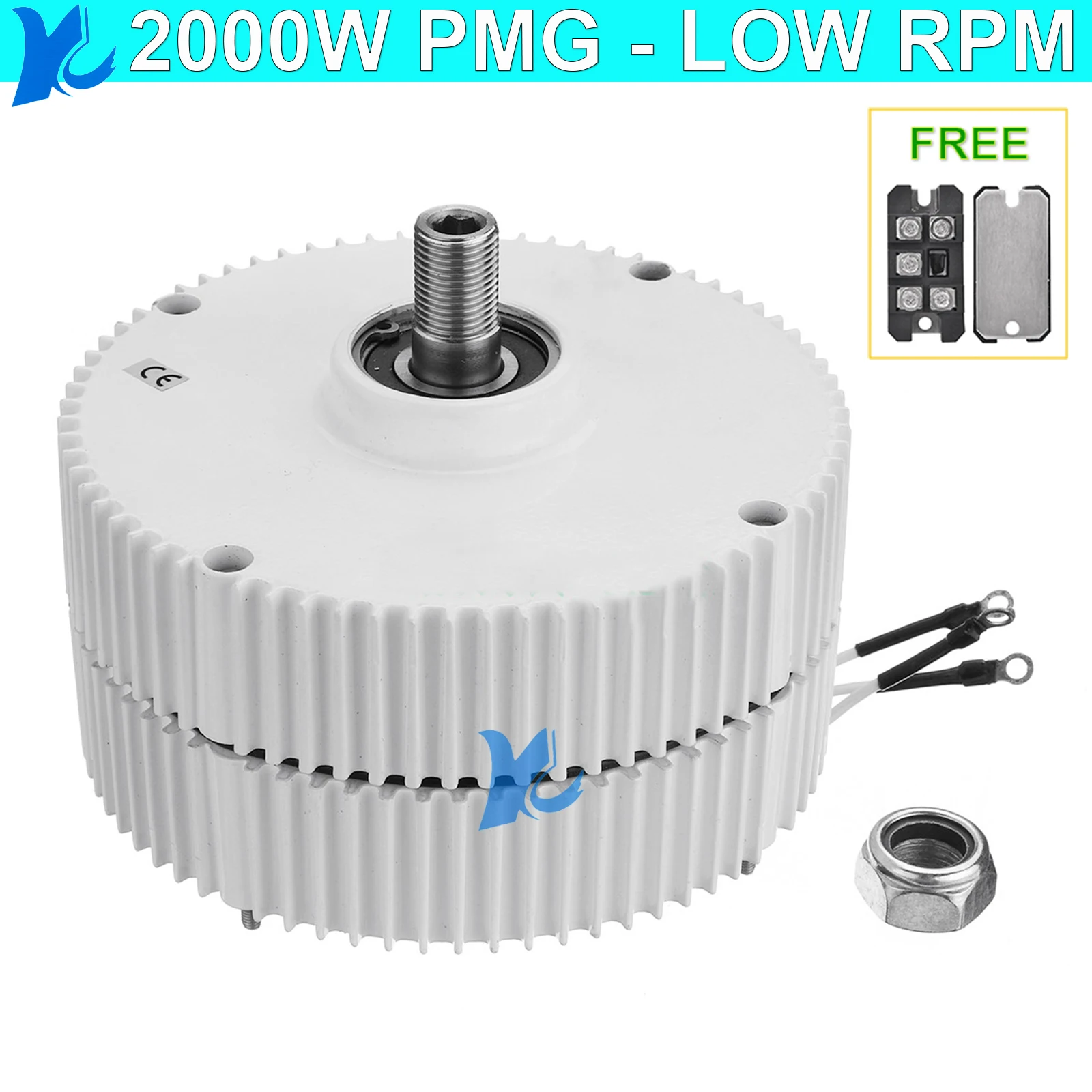 2KW Low Speed 300RPM Gearless Permanent Magnet Generator PMG 1000W 2000W 12V 24V 48V AC Three Phase Alternators For Home Use