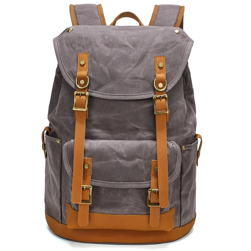 Mochila Hombre Mochilas Zwarte Heren Rugzak-Traveltas Merk Tas Lederen Dubbele Schouder Canvas Grote Tas Voor Heren Bolsa