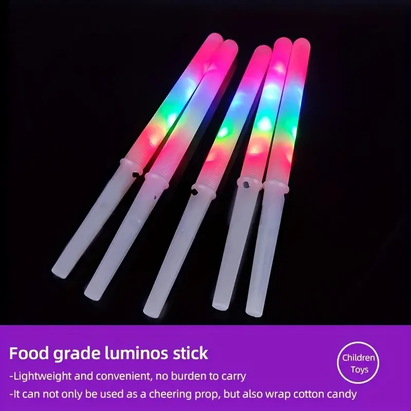 10/30pcs LED Cotton Candy Cones Multi Mode Flashing Glow Cotton Candy Sticks Reusable Cotton Candy Maker Glow Stick Kid Adult