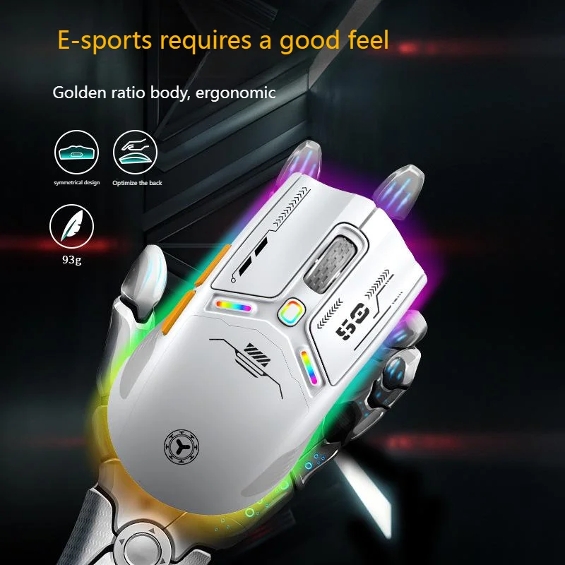 

Macros Wireless Gaming Mouse RGB Backlight 2.4/Bluetooth/Wired Tri-Mode Rechargeable 12000DPI Computer Mice For Esports Gamer