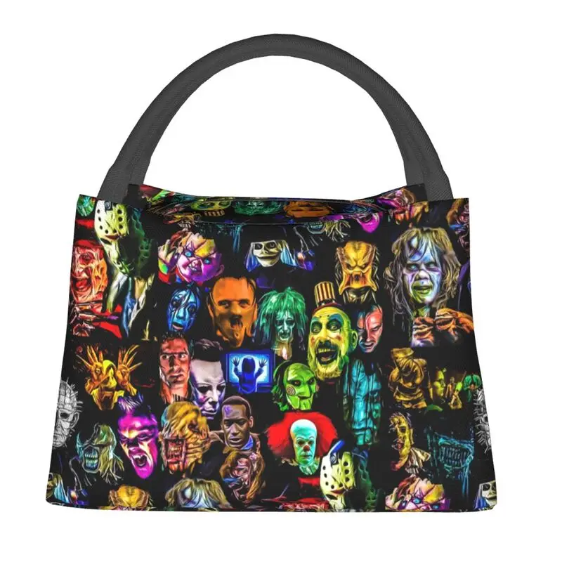 Horror Film Baddies Legends Insulated Lunch Bag for Outdoor Picnic Chucky Jason Resuable Cooler Thermal Lunch Box Women