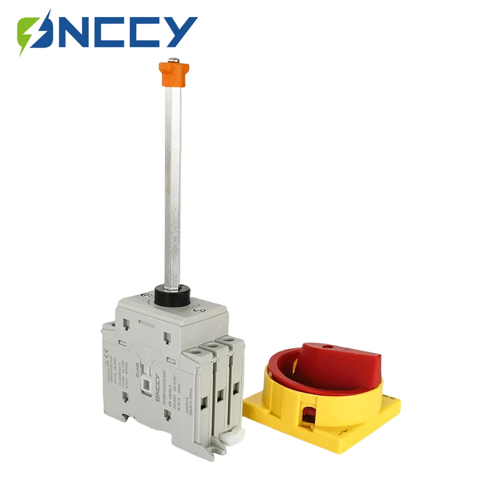 ONCCY EAS80 AC Isolation Switch,  3P 4P Door interlocked Mounting Rotating Handle Disconnector Switches with lock,16A-40A